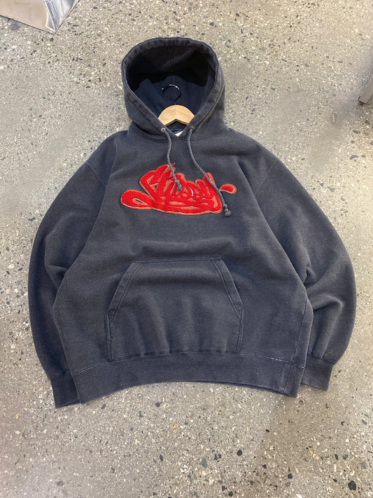 (L) 1990s Stussy Carpet Puff Print Spellout Hoodie
