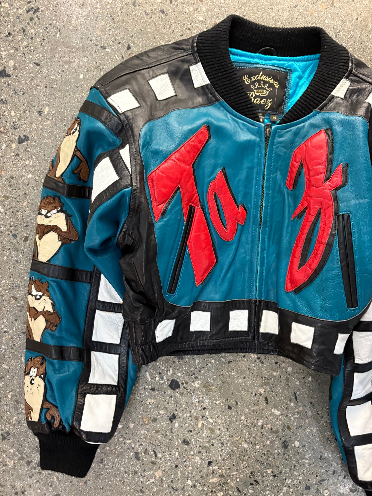 (XS) Vintage Rare Taz Leather Jacket Cropped