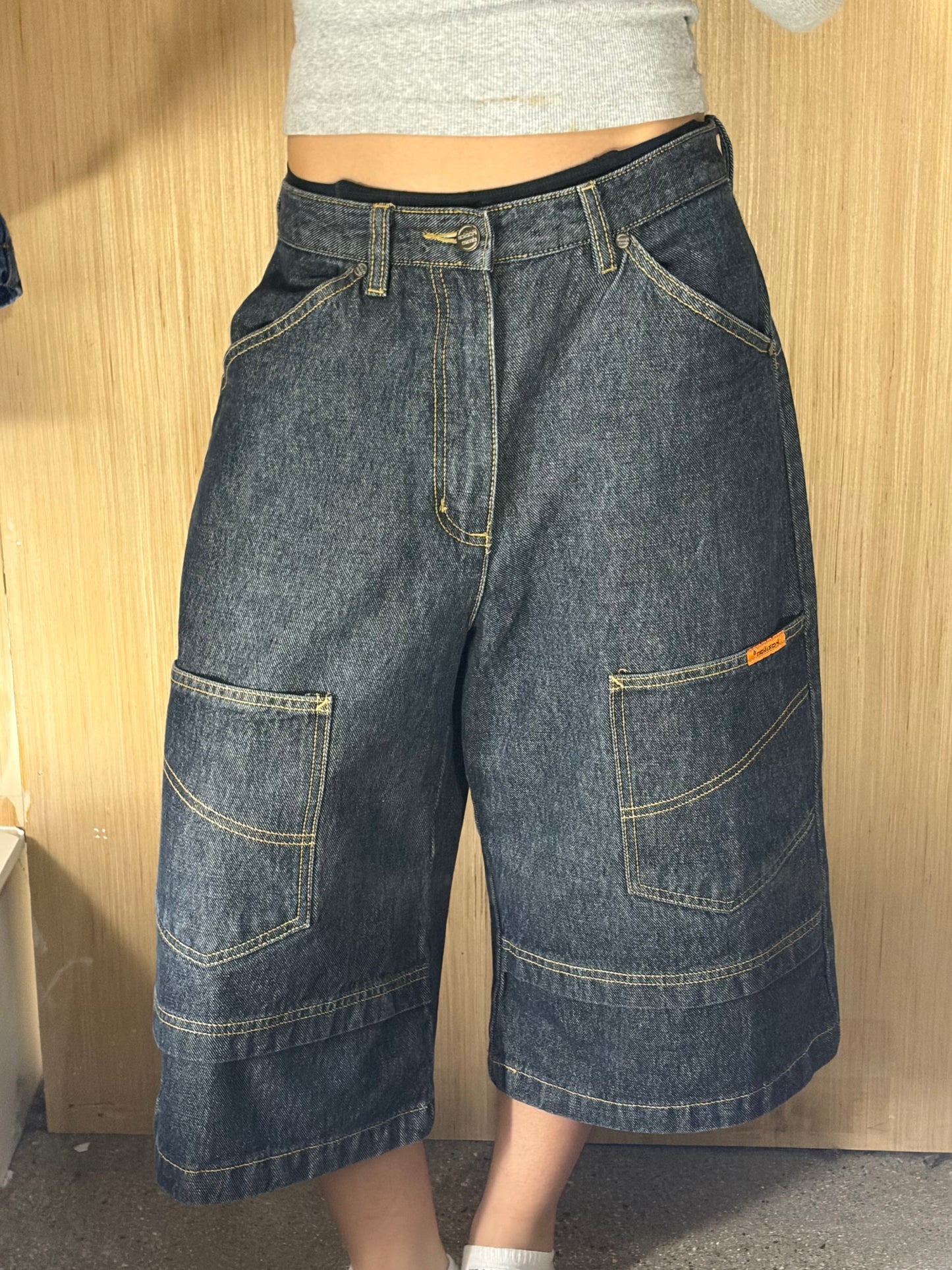(29”) Baggy Dark Raw Style Denim Jorts