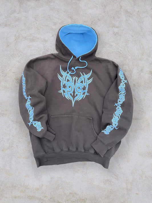 (XL) Boxy Y2K Tribal Brown Hoodie