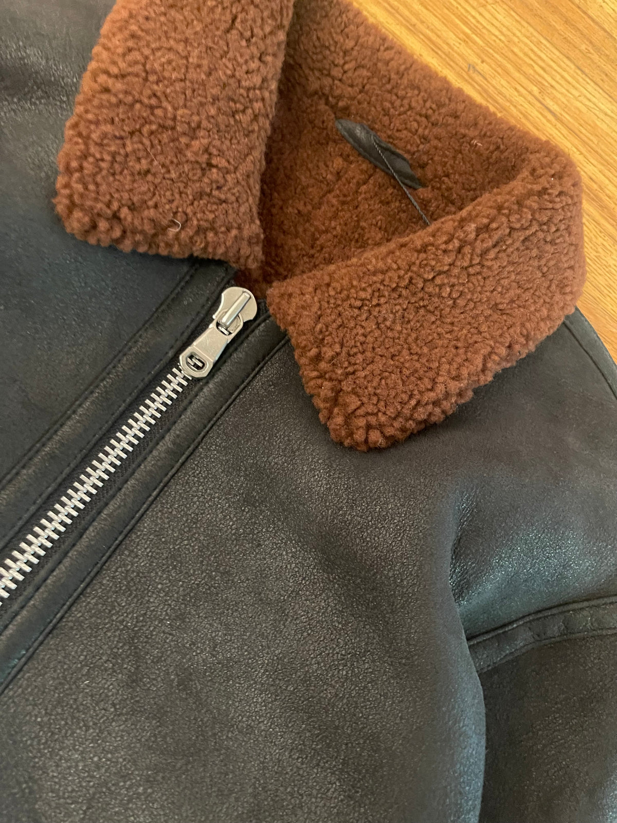 (L) Stussy Shearling Leather Jacket