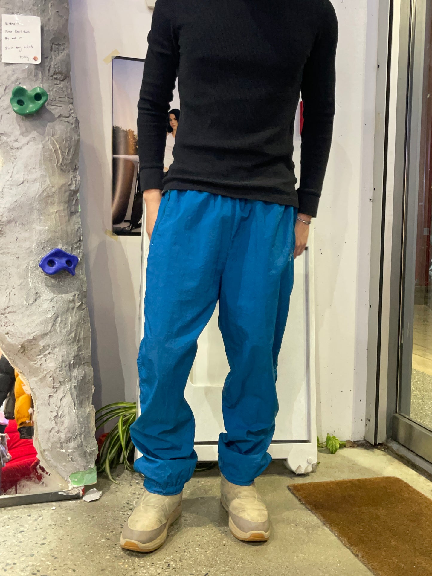 (L) 1980s Nike Blue Windbreaker Pants