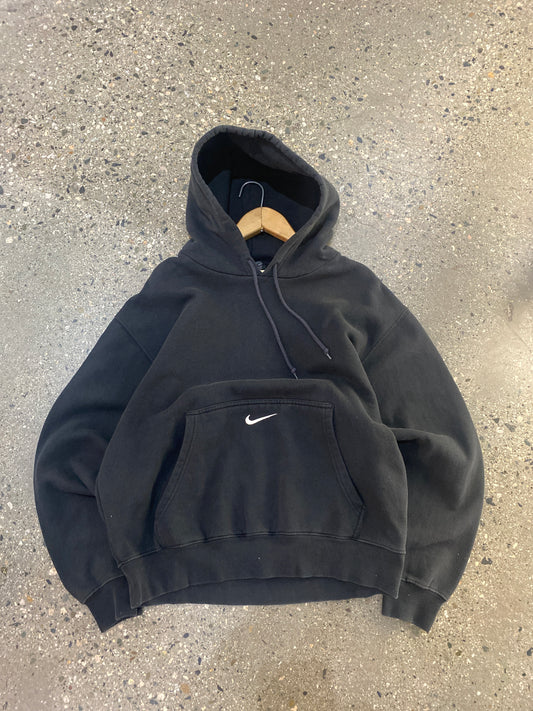 (S) Late 90s/2000s Nike Black Pocket Swoosh Thick Hoodie