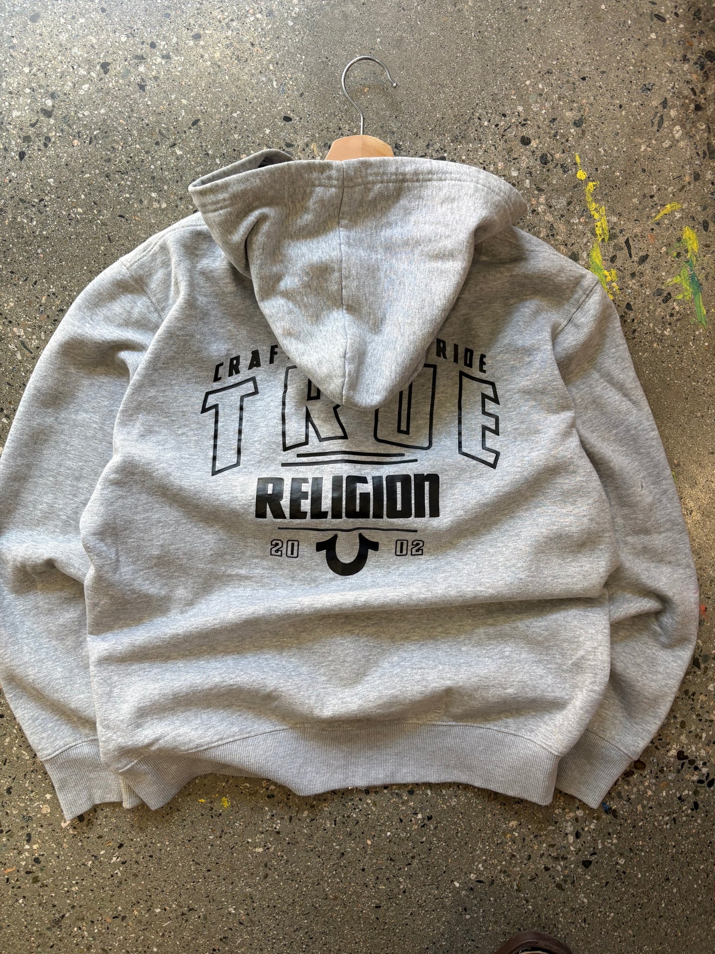 True Religion Grey Zip Up Hoodie