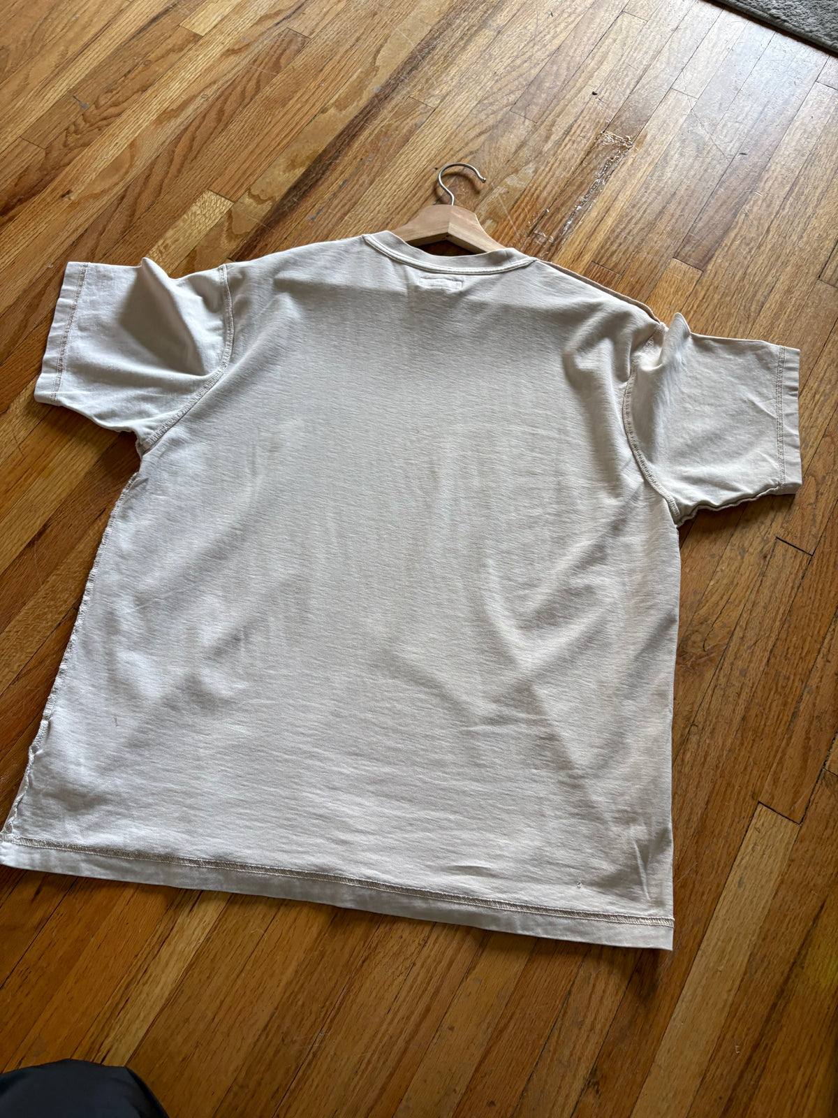 (S) Cream Stussy Spell-out Reversed Tee