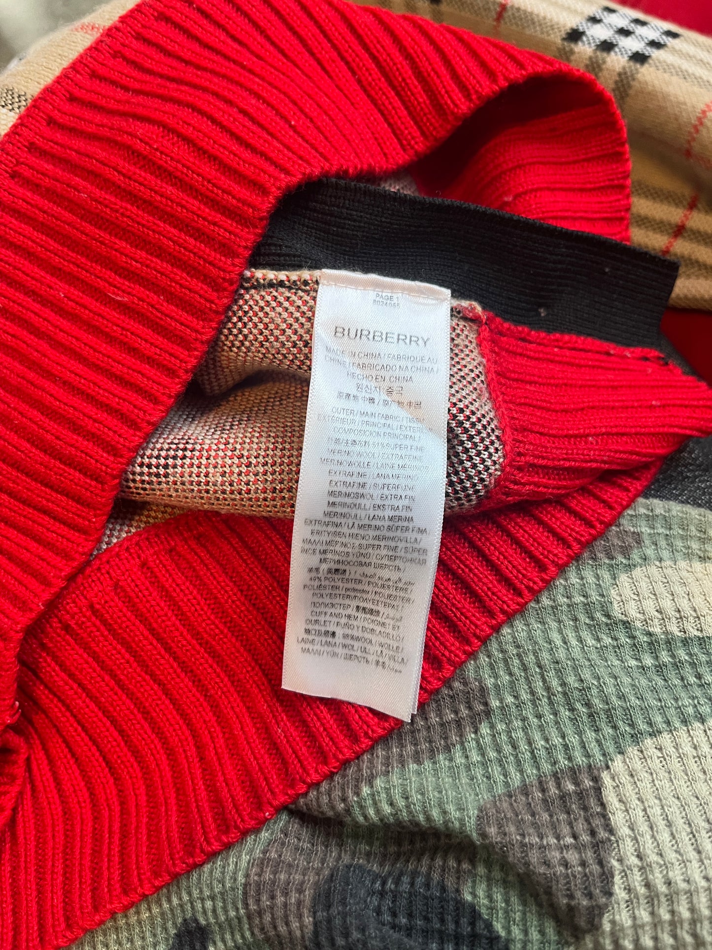 (S) Burberry Multi Color Novacheck Knit