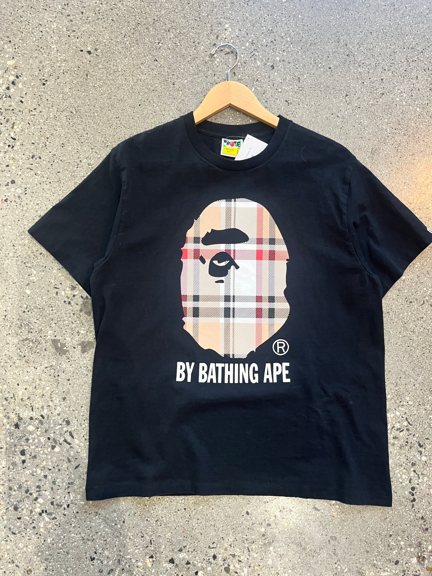 (L) Bape x Burberry Plaid College Tee