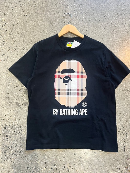 (L) Bape x Burberry Plaid College Tee