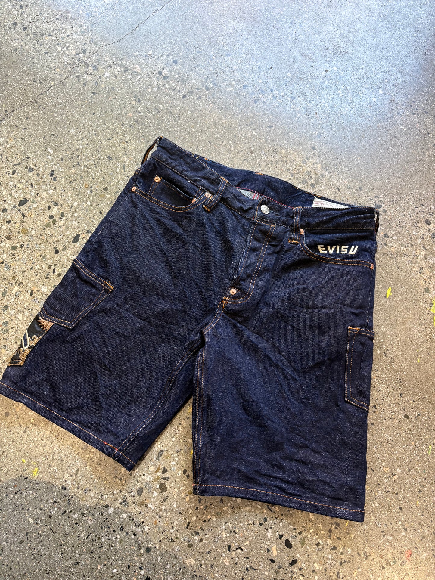 (33”W) Evisu Dark Indigo Jorts