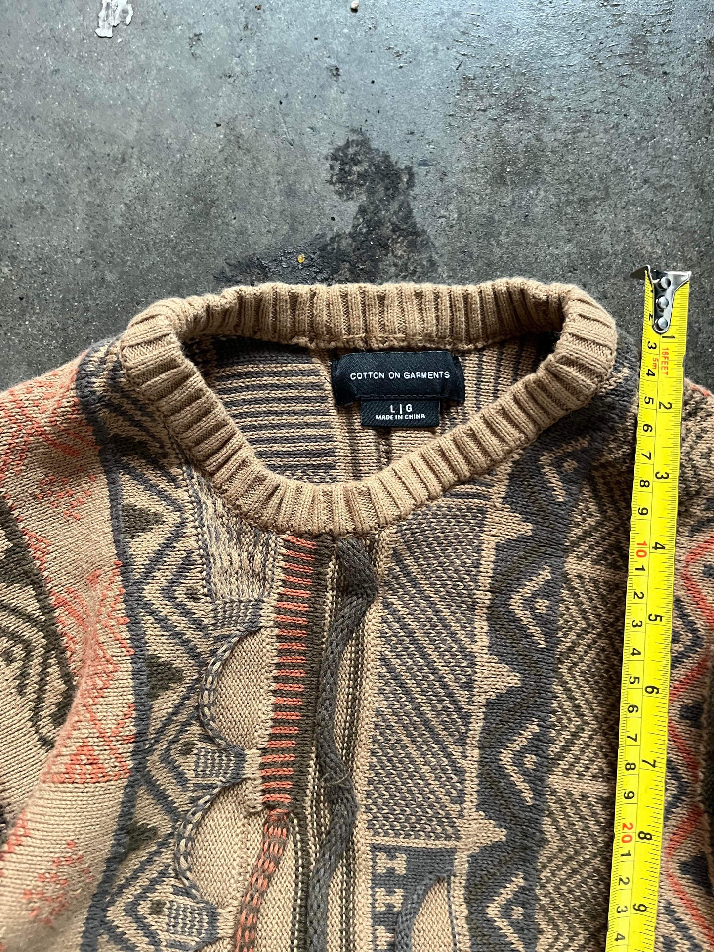 (L) Vintage Earthtone 3D Coogi Style Knit