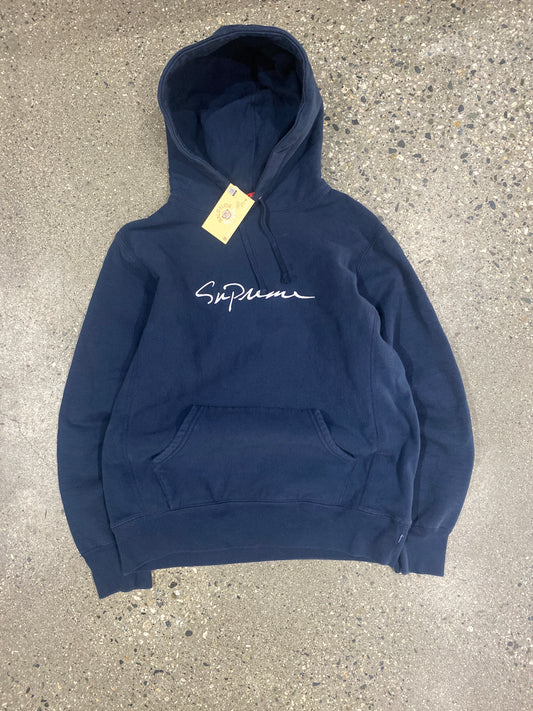 (m) Supreme Cursive Thick Hoodie FW18