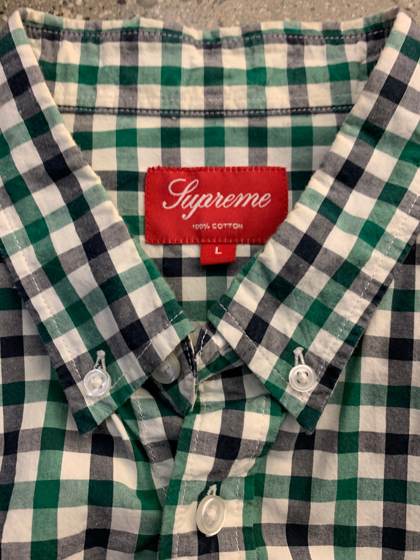 (L) Supreme Plaid Button Up
