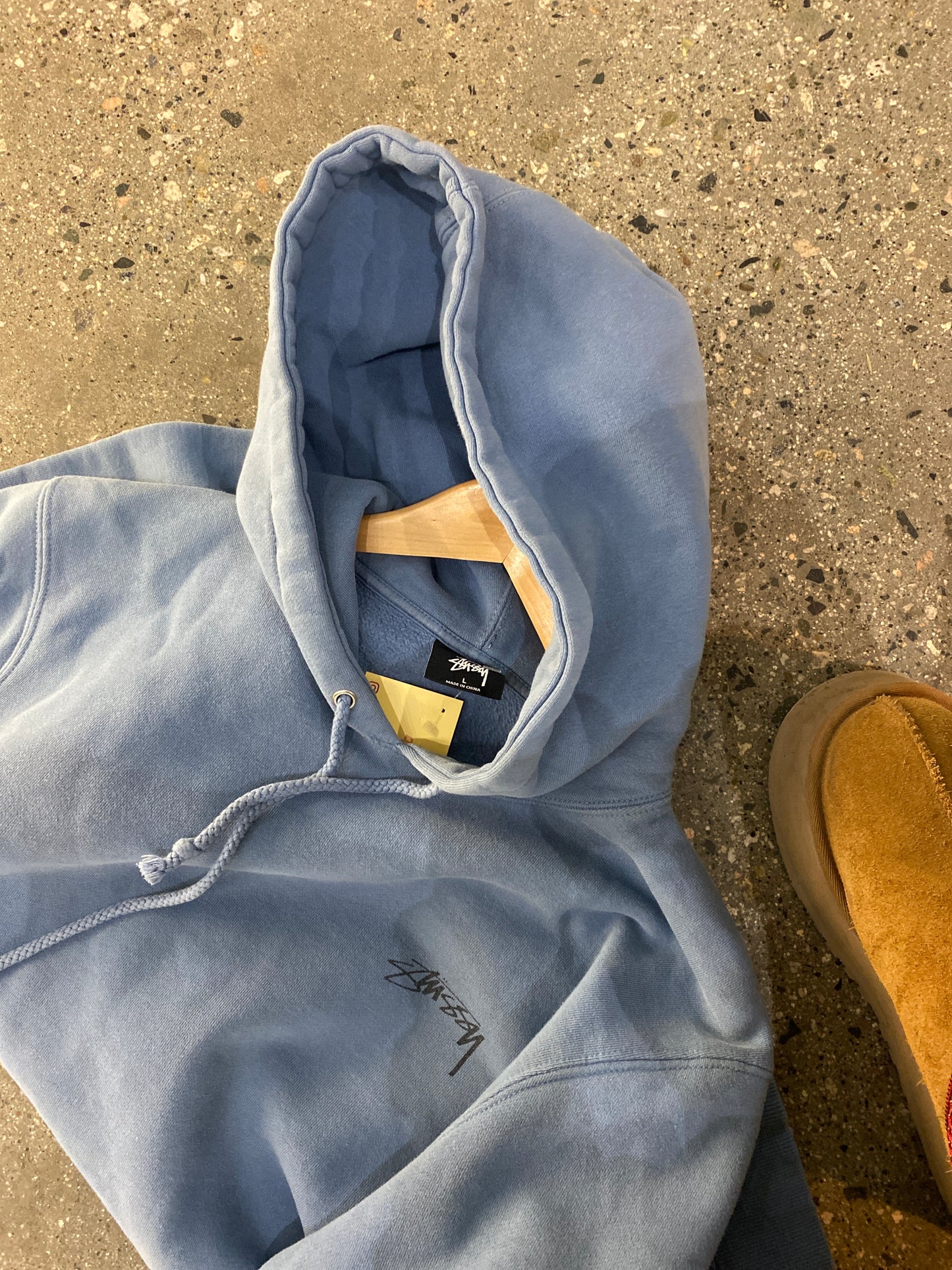 (M/L) Stussy Sunfaded Blue Doublesided Hoodie