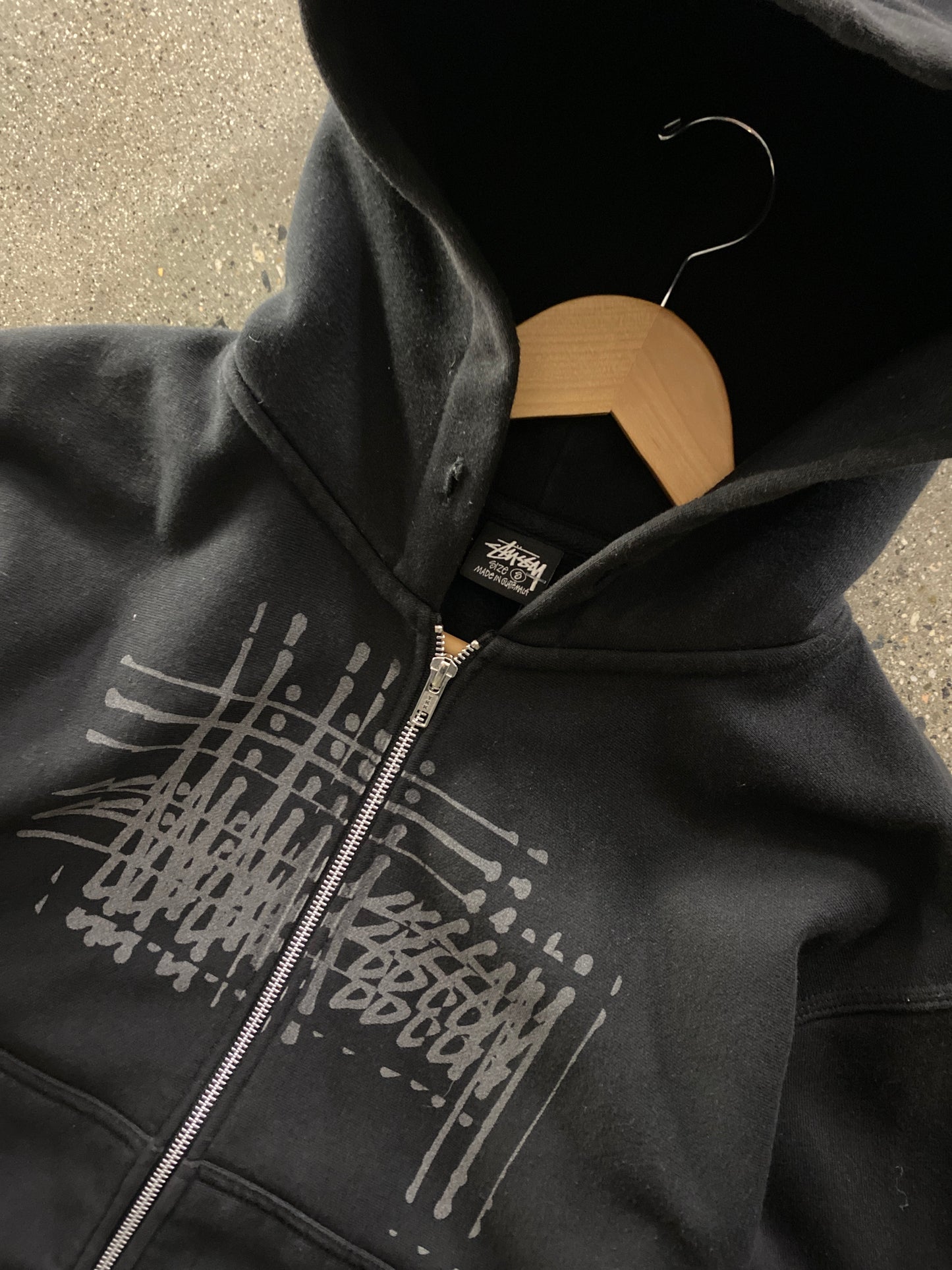(S) Stussy Script Zip Up Black