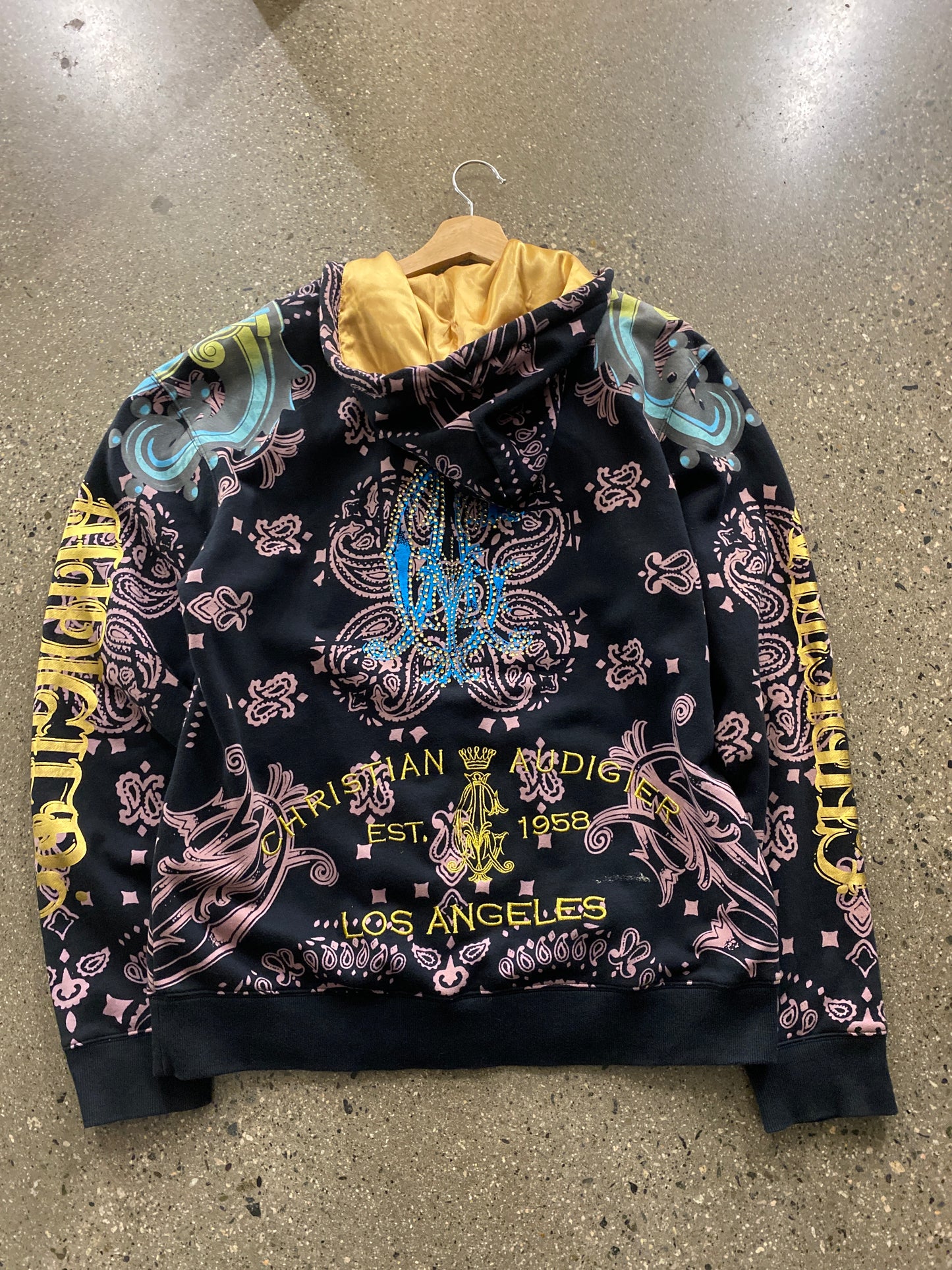 (L/XL) Christian Audigier AOP zip