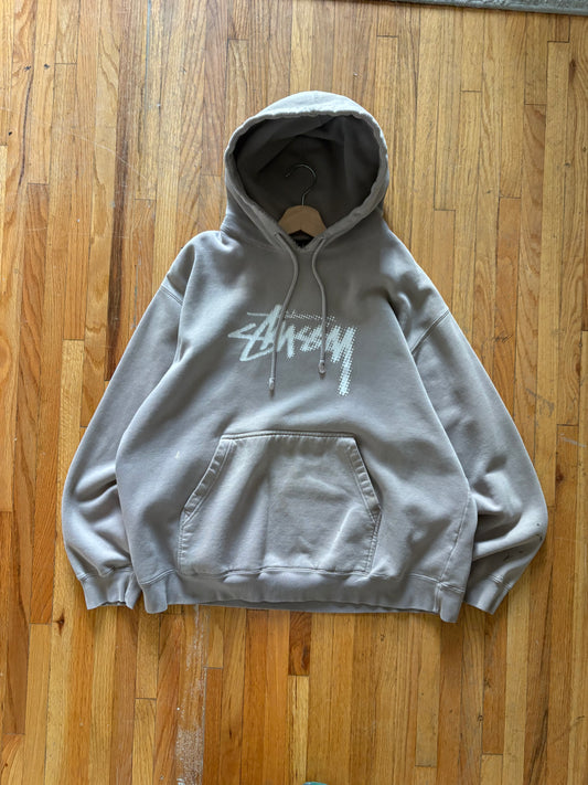 (L/XL) Late 90s - Early 00s Stussy Cream Script Hoodie