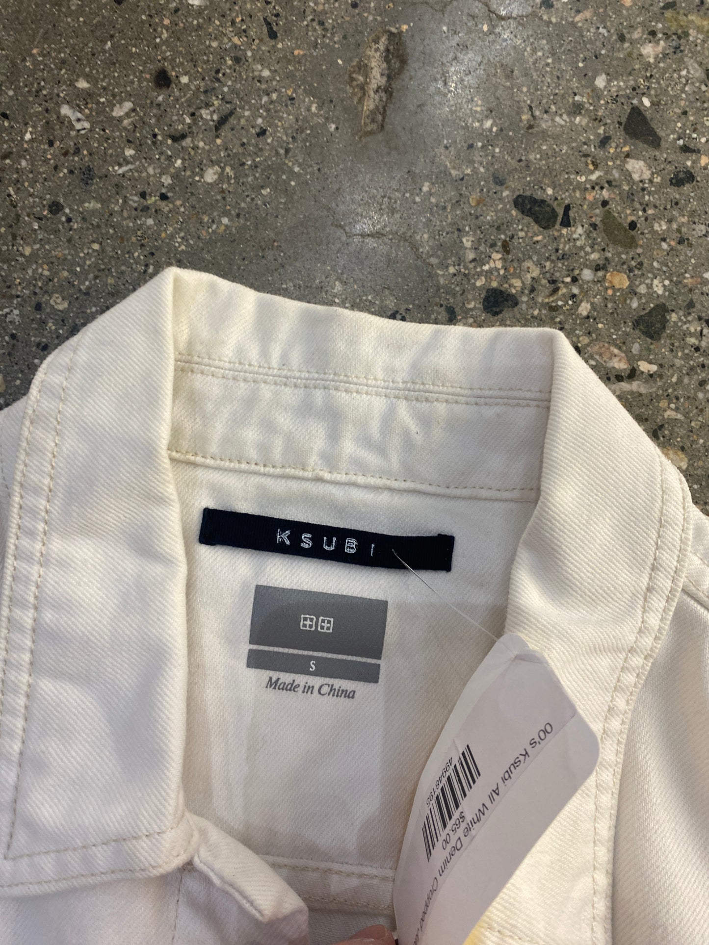 (S) 00's Ksubi All White Denim Cropped Jacket