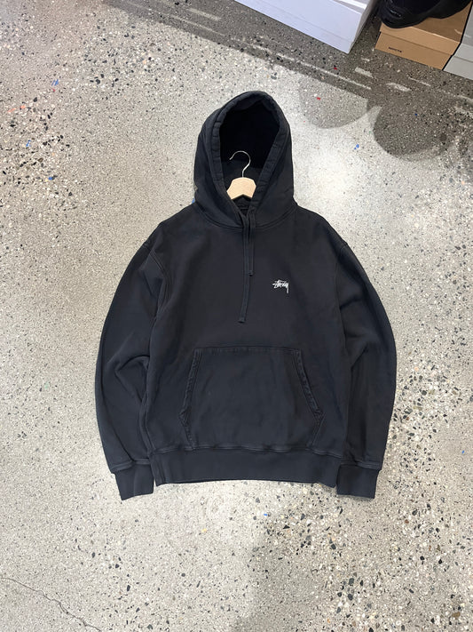 (L) Black Stussy Script Hoodie