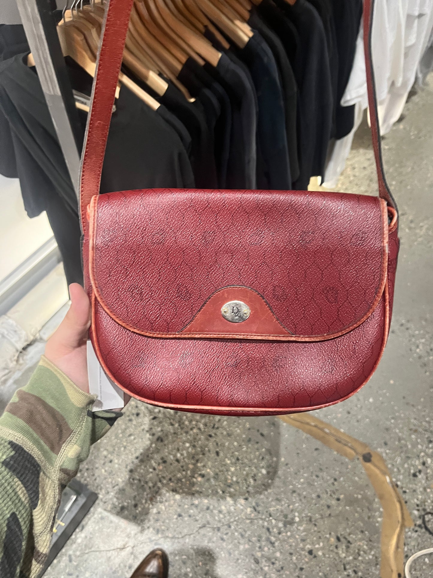 (OS) Christian Dior Honeycomb Shoulder Bag ( Wear on Leather Strap & Light Flaking on Inside)