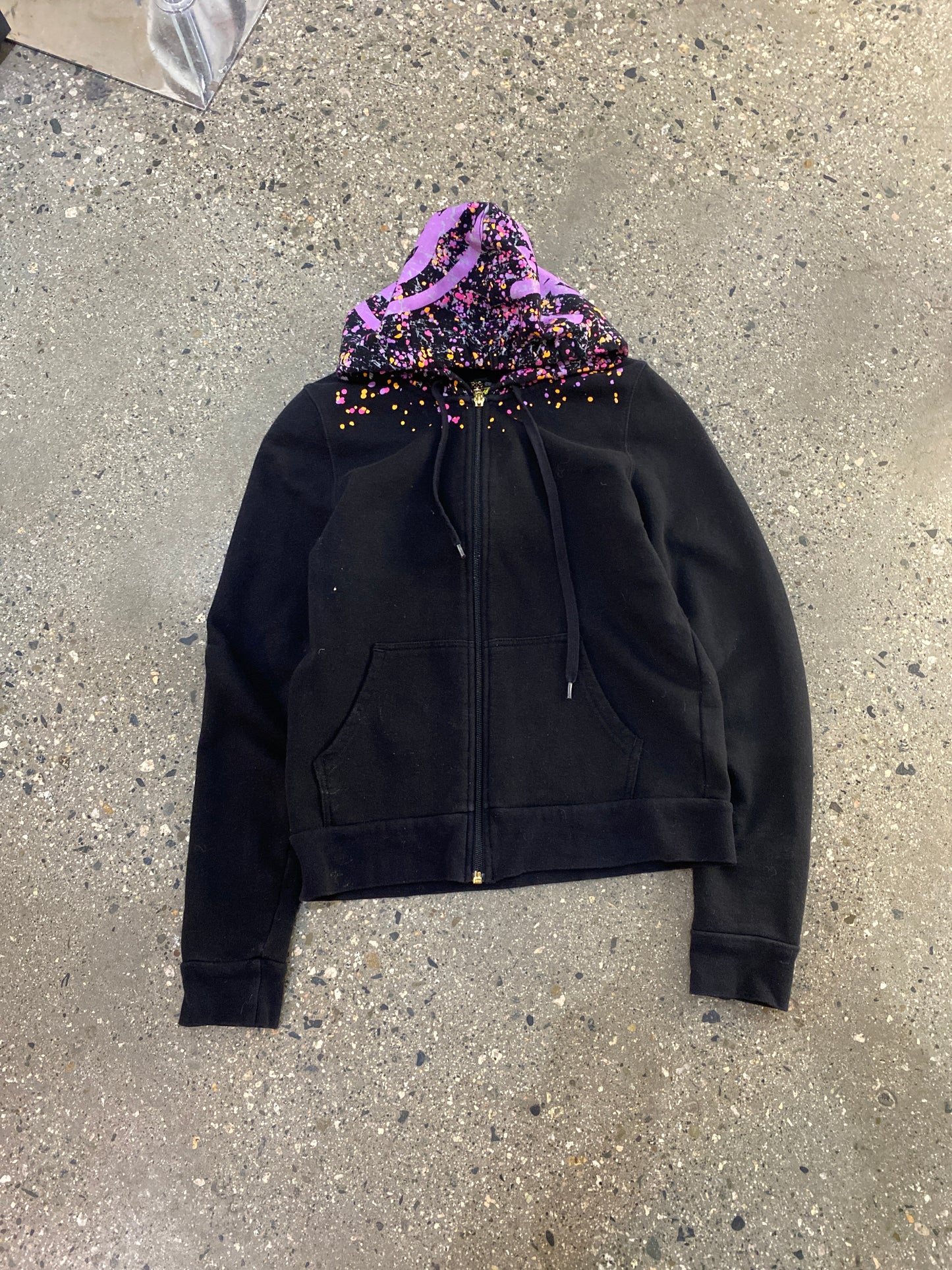 (Womens XS) Stussy Splatter Hood Zip Hoodie