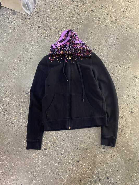(Womens XS) Stussy Splatter Hood Zip Hoodie