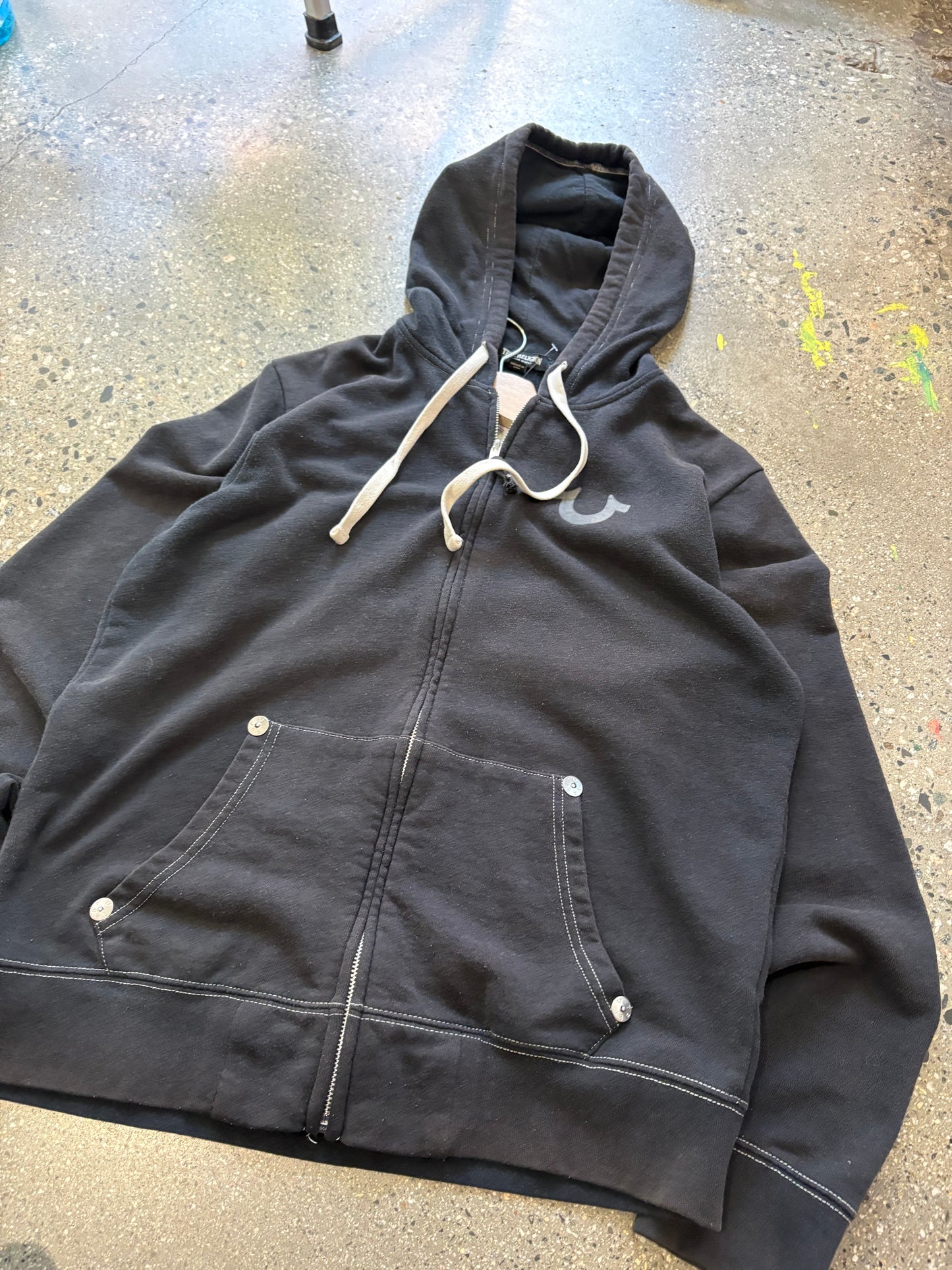 (S) Black True Religion Zip Hoodie