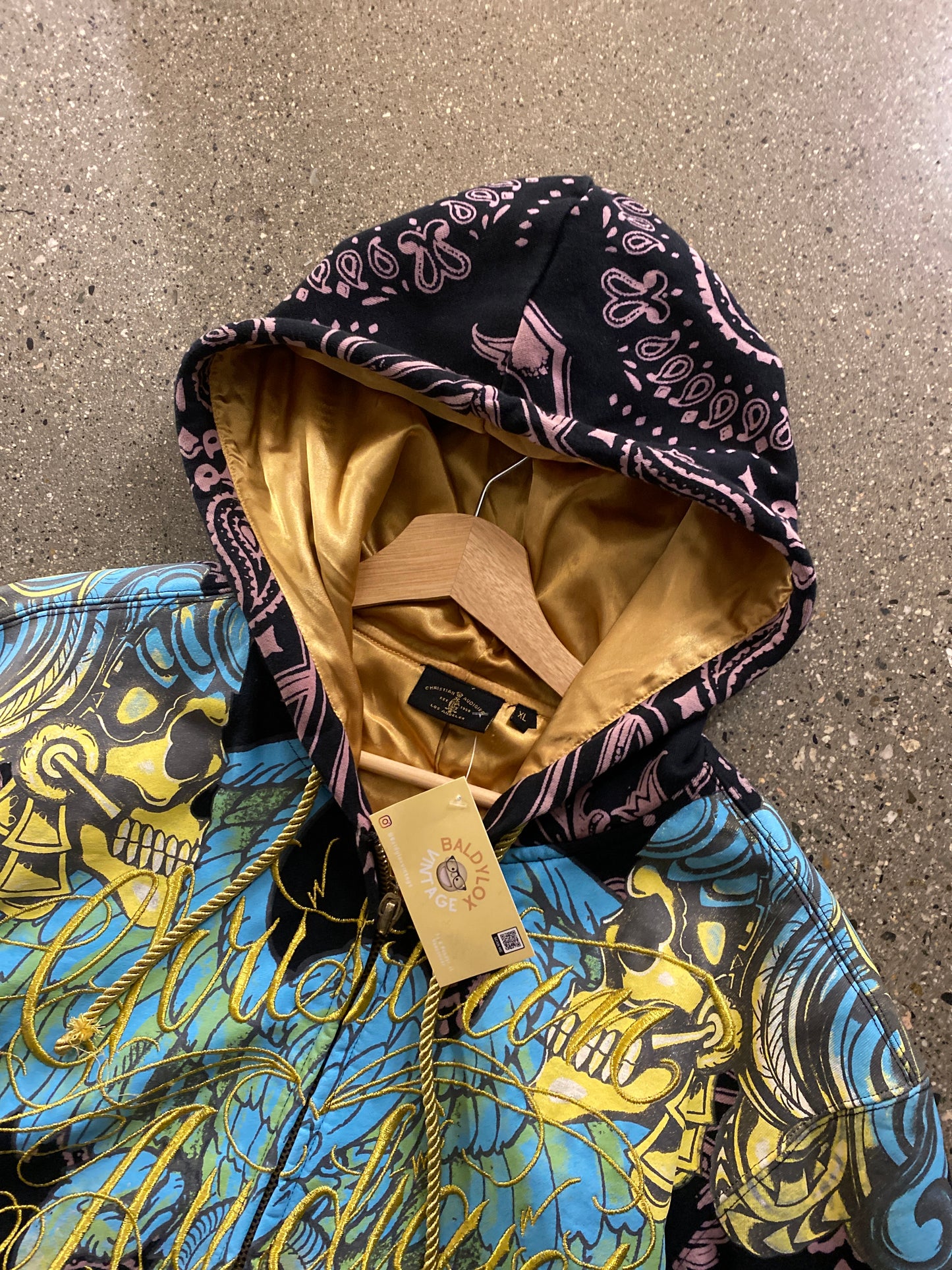 (L/XL) Christian Audigier AOP zip