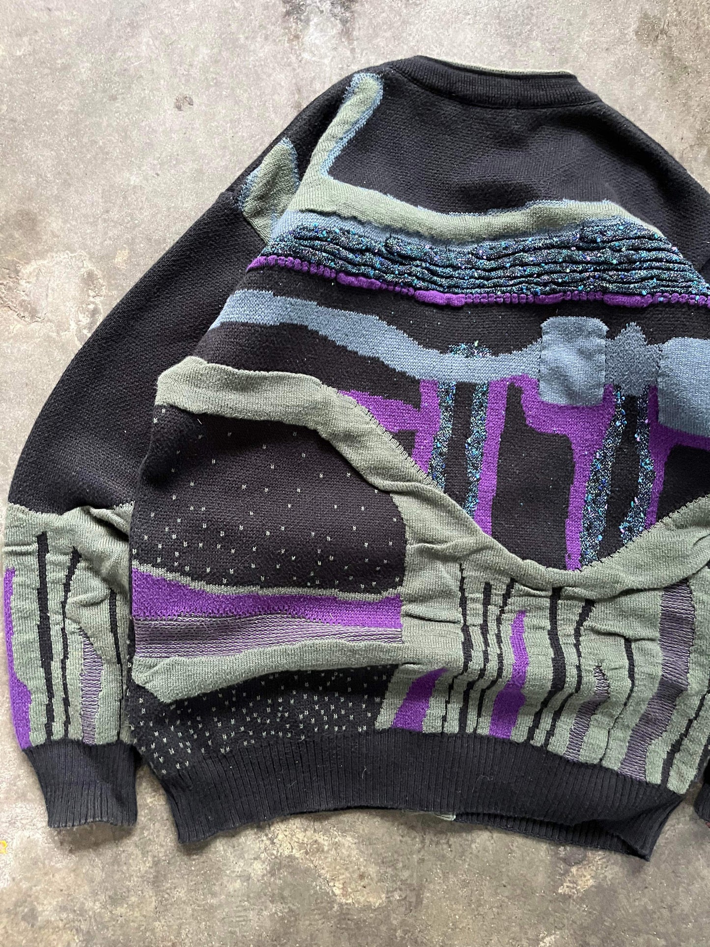 (L/XL) Vintage Textured Knit Cardigan