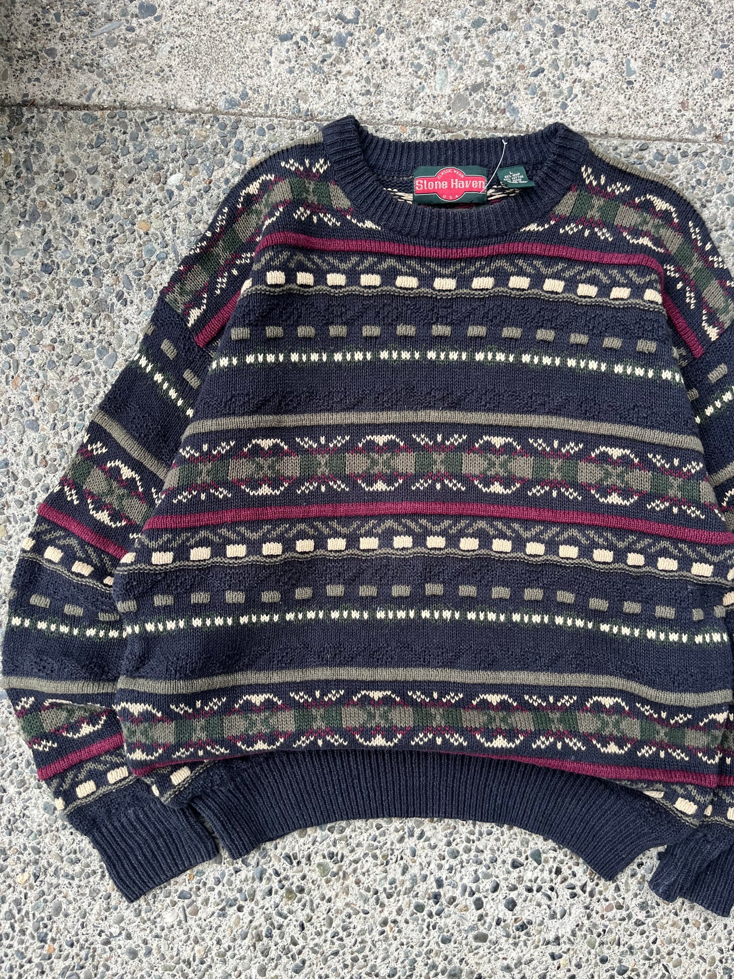 (L) 1990s Stone Haven Textured Knit