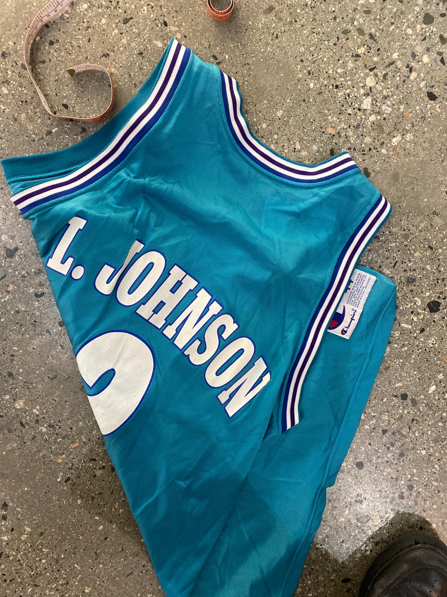 (XL) 90s Champion Larry Johnson Charlotte Hornets Jersey