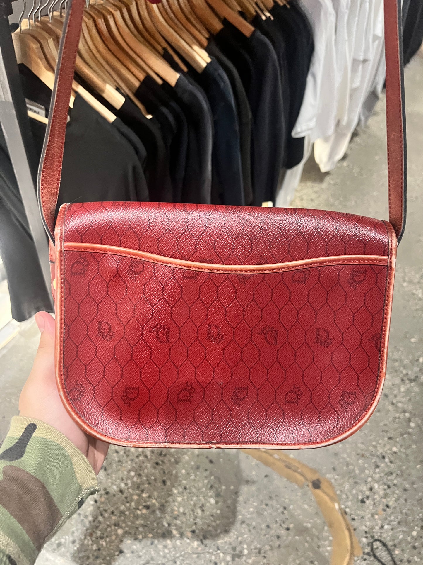 (OS) Christian Dior Honeycomb Shoulder Bag ( Wear on Leather Strap & Light Flaking on Inside)