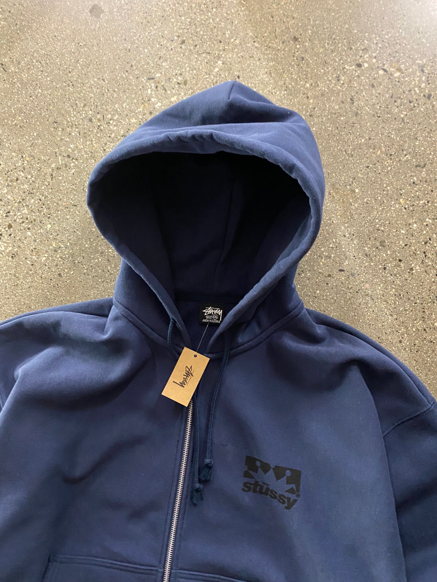 (2X) Stussy Navy Box Crown Zip ( New with Tags)