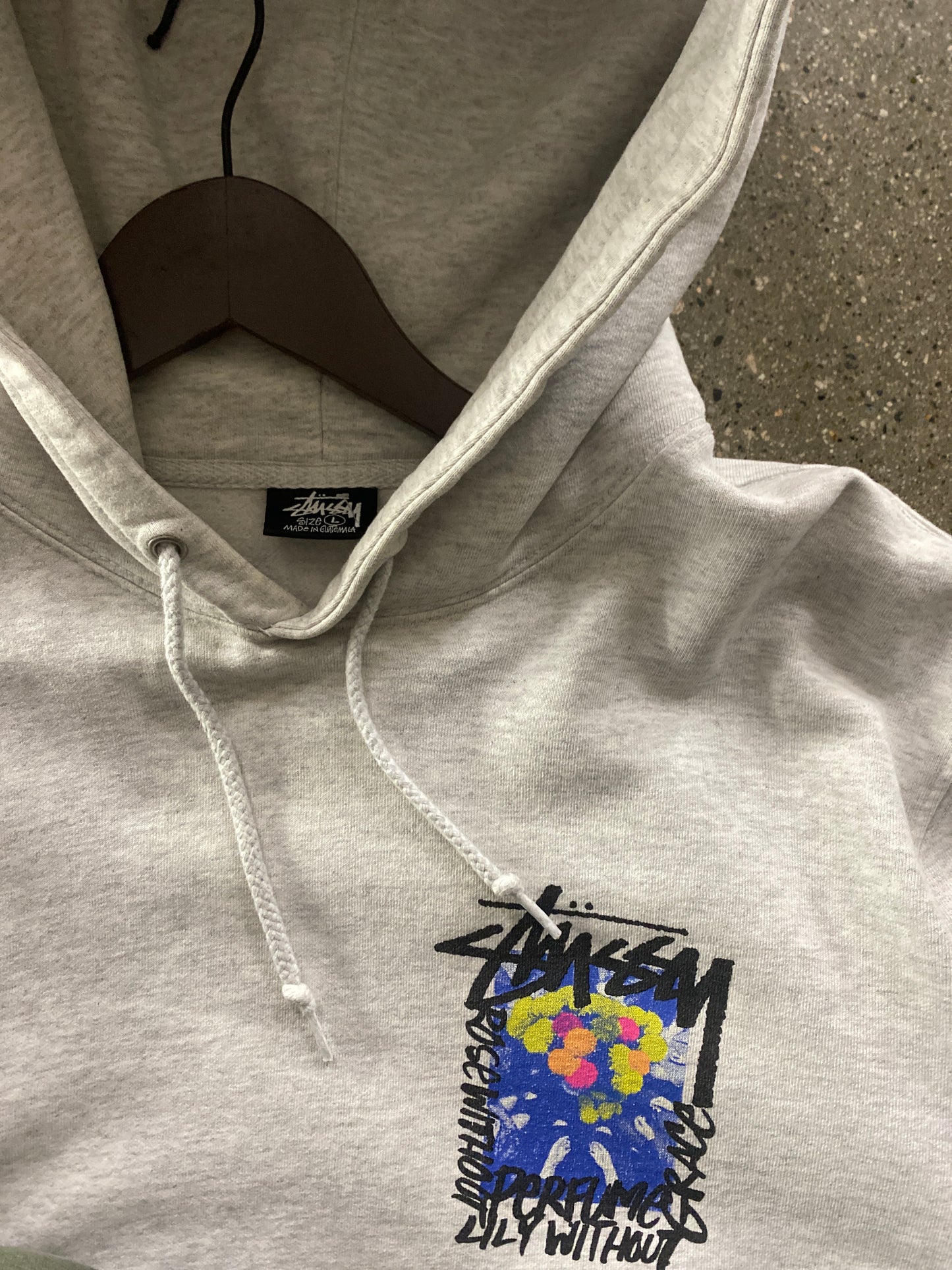 (L) Doublesided Stussy Grey Hoodie Floral