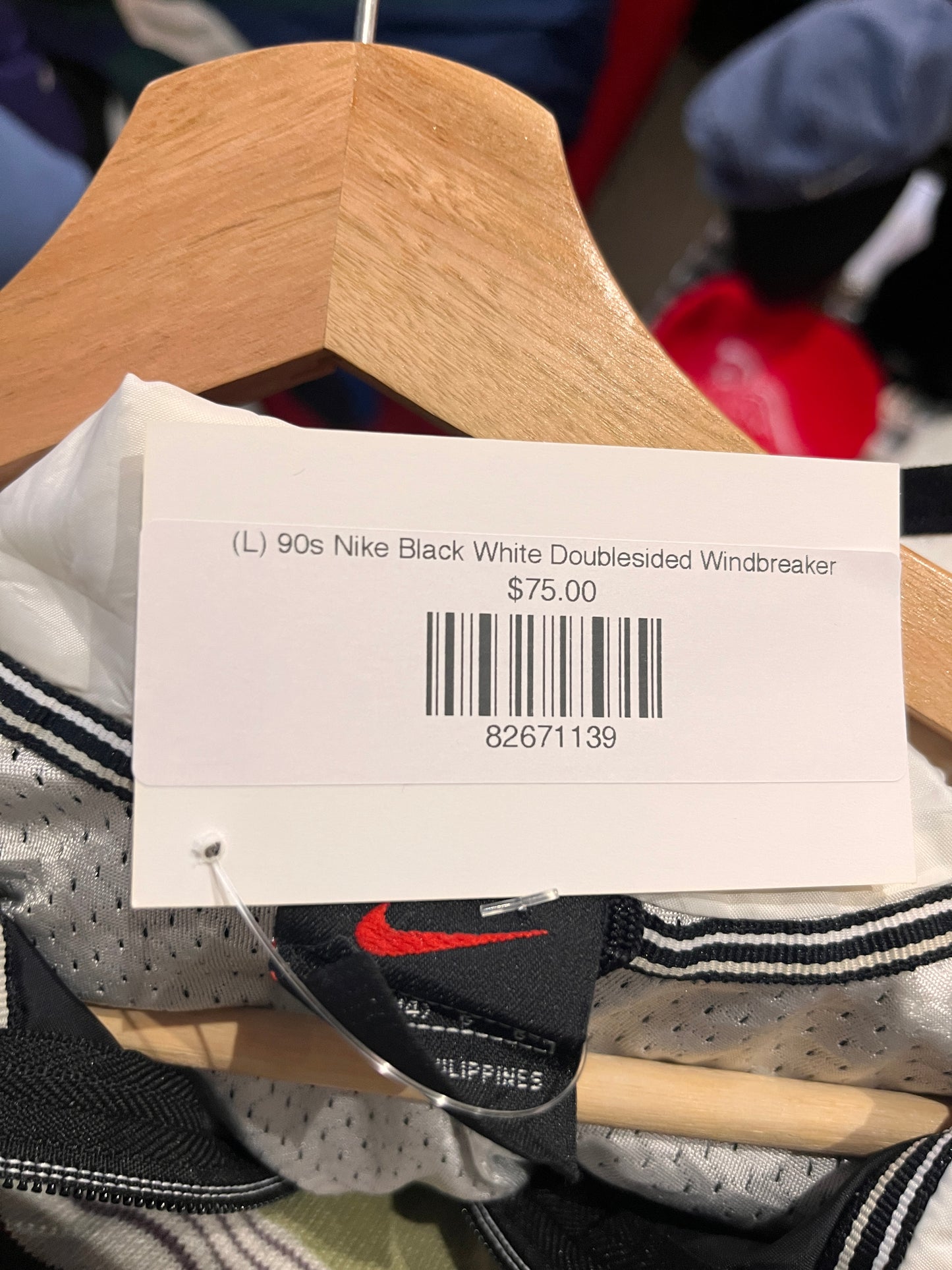 (L) 90s Nike Black White Doublesided Windbreaker