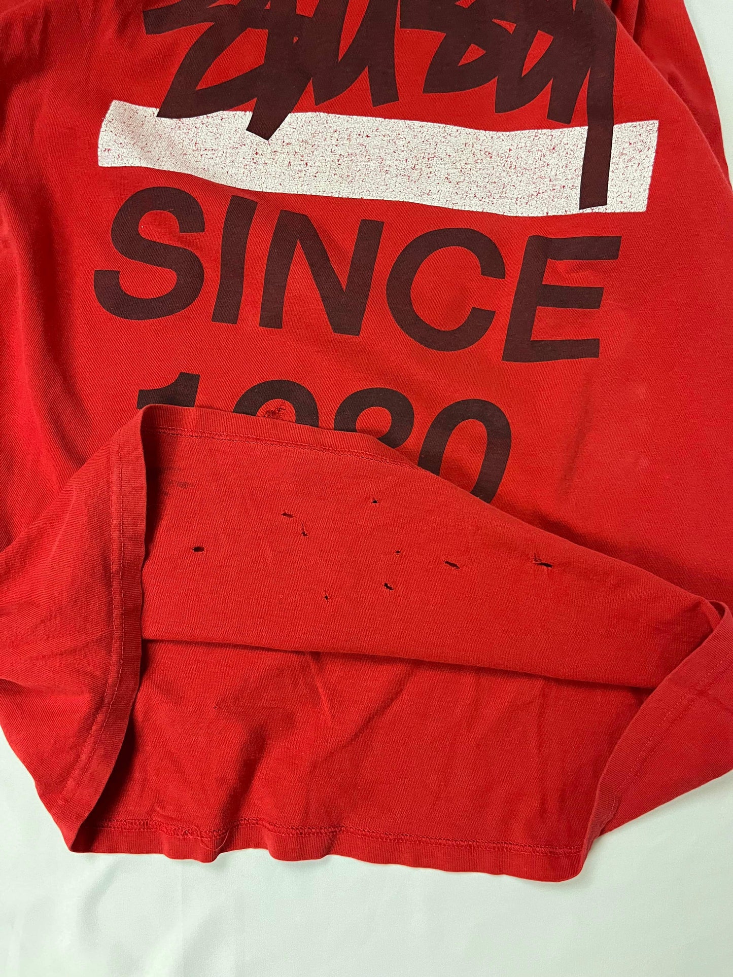 (M/L) Stussy Distressed Red Tee