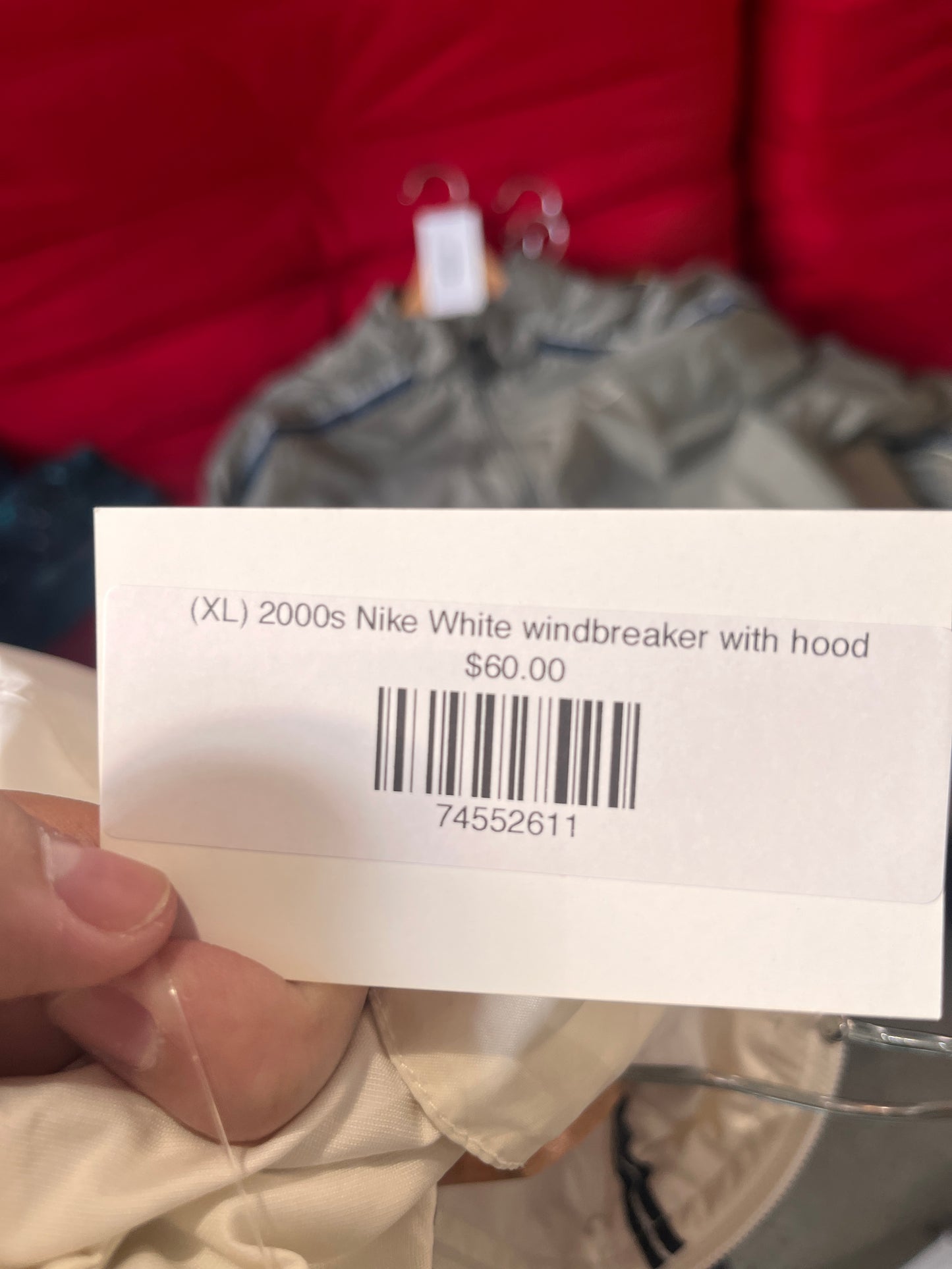 (XL) 2000s Nike White windbreaker with hood