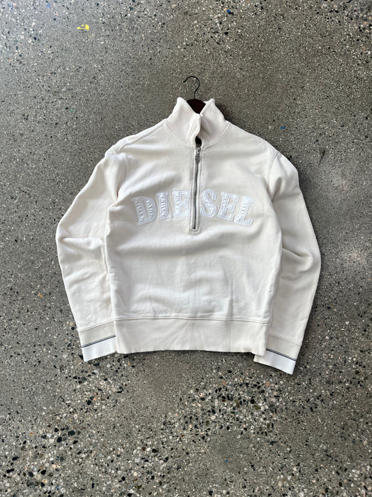 (L) Cream Diesel Half Zip Sweatshirt
