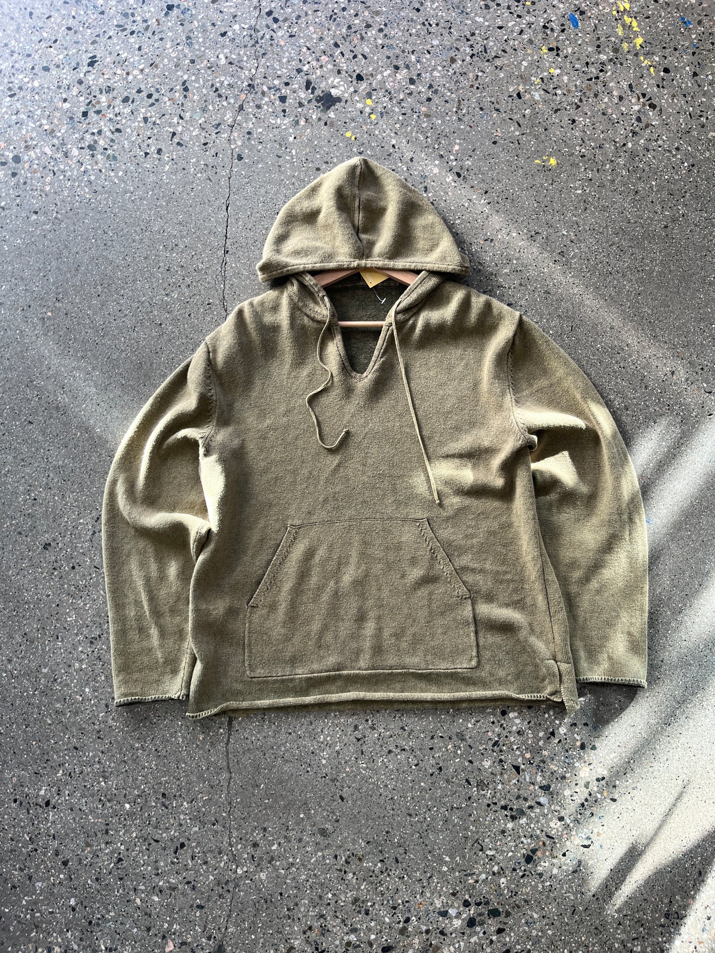 (M/L) Army Green Knitted Hoodie Pullover