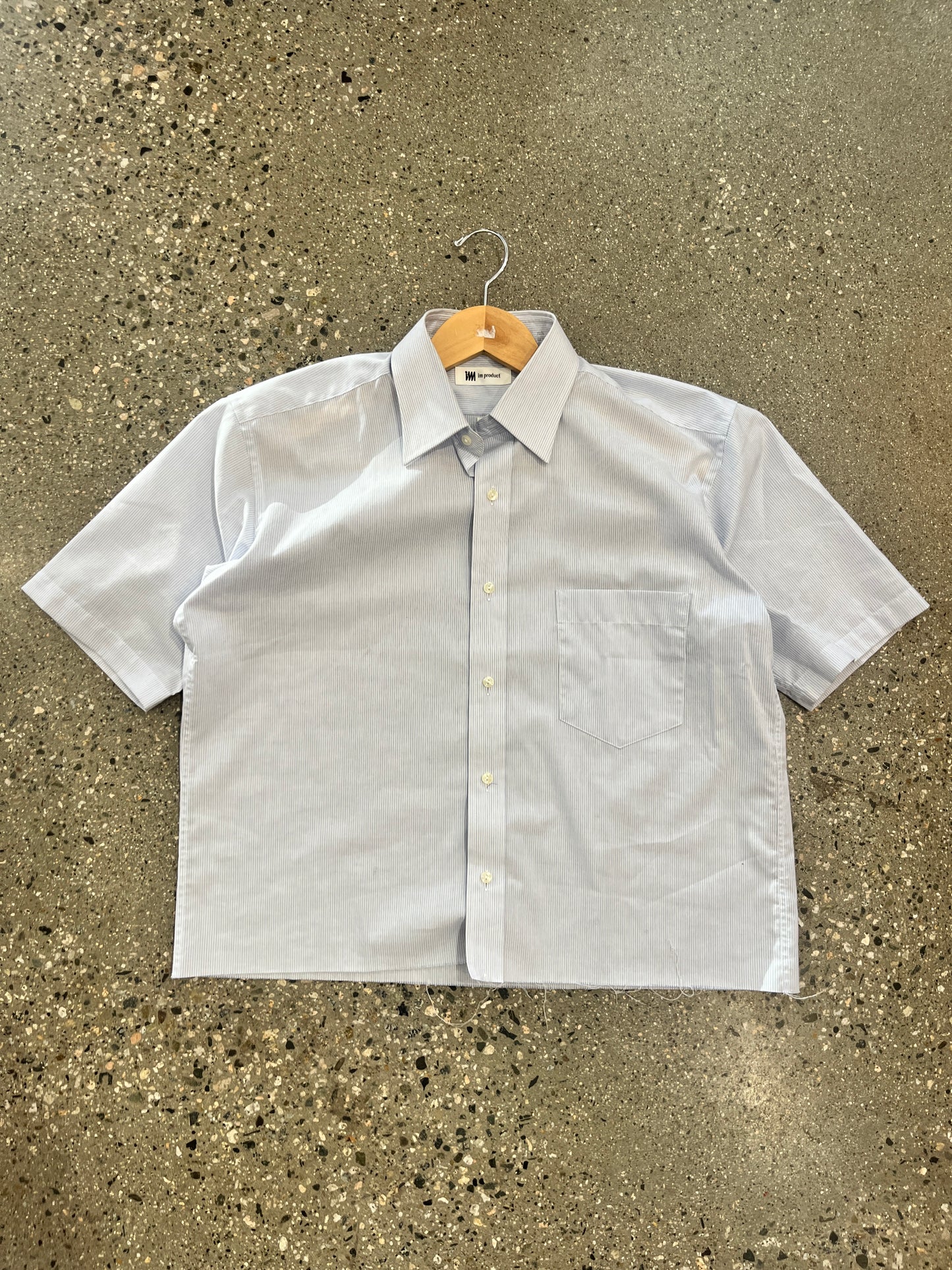 (M) Issey Miyake Cropped Pinstripe S/S Shirt