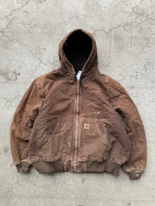 (2X) Sunfaded Brown Carhartt Hooded Jkt