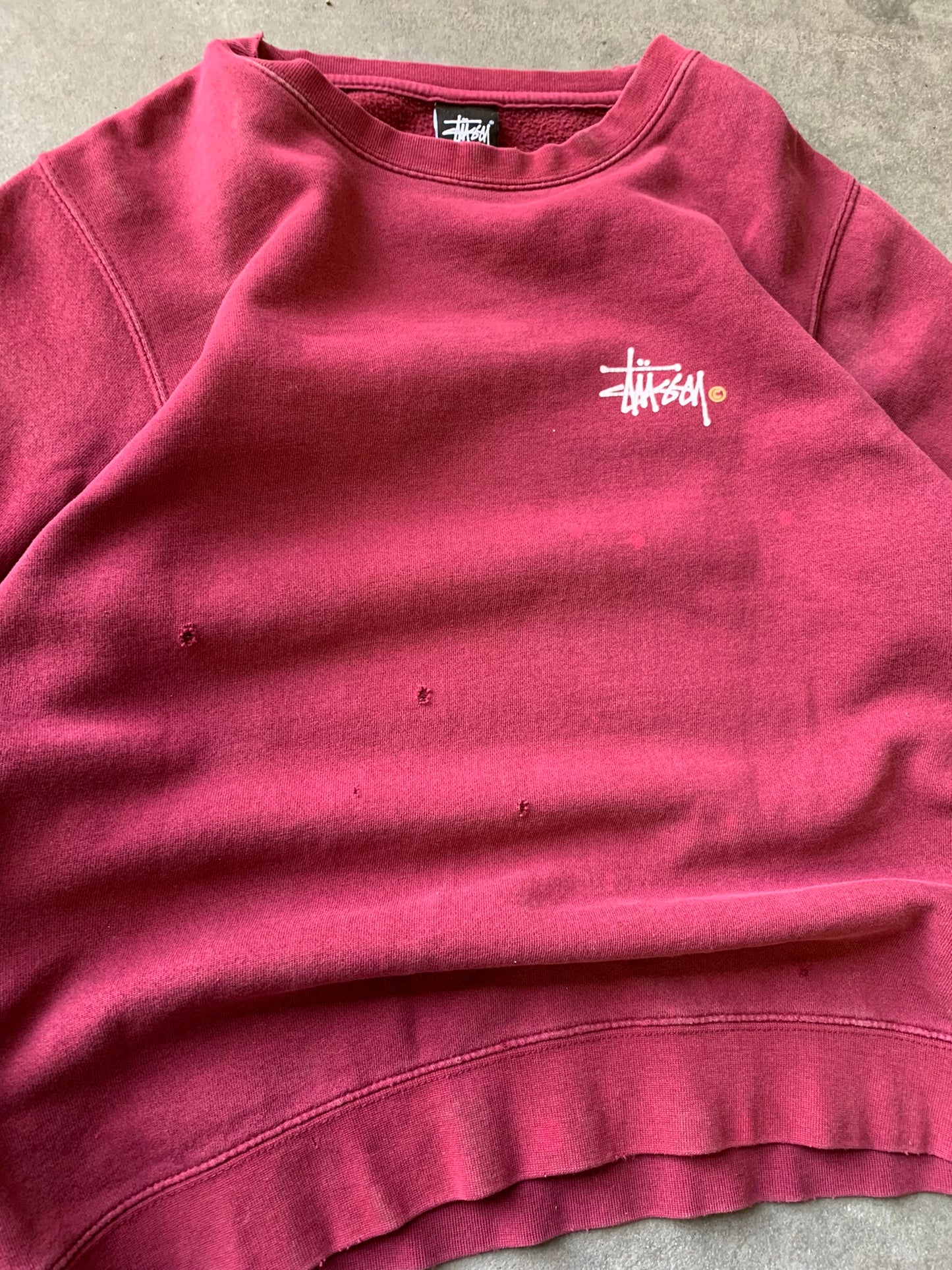 (S) Distress Stussy Script Crewneck