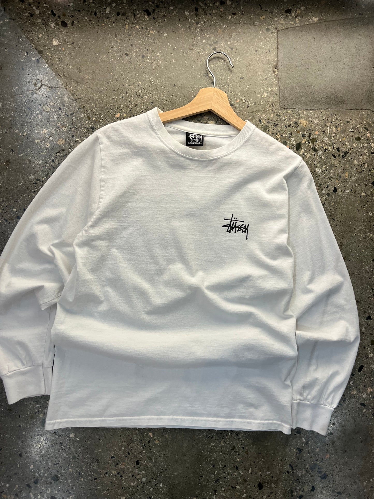 (S) B44 - Stussy Script LS WHITE