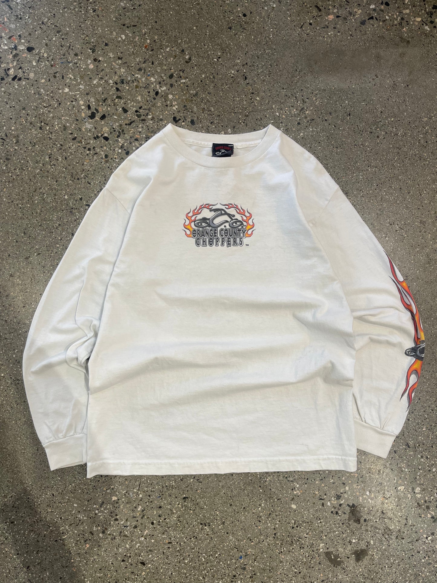 (M) 2004 Doublesided White Orange County choppers LS TEE