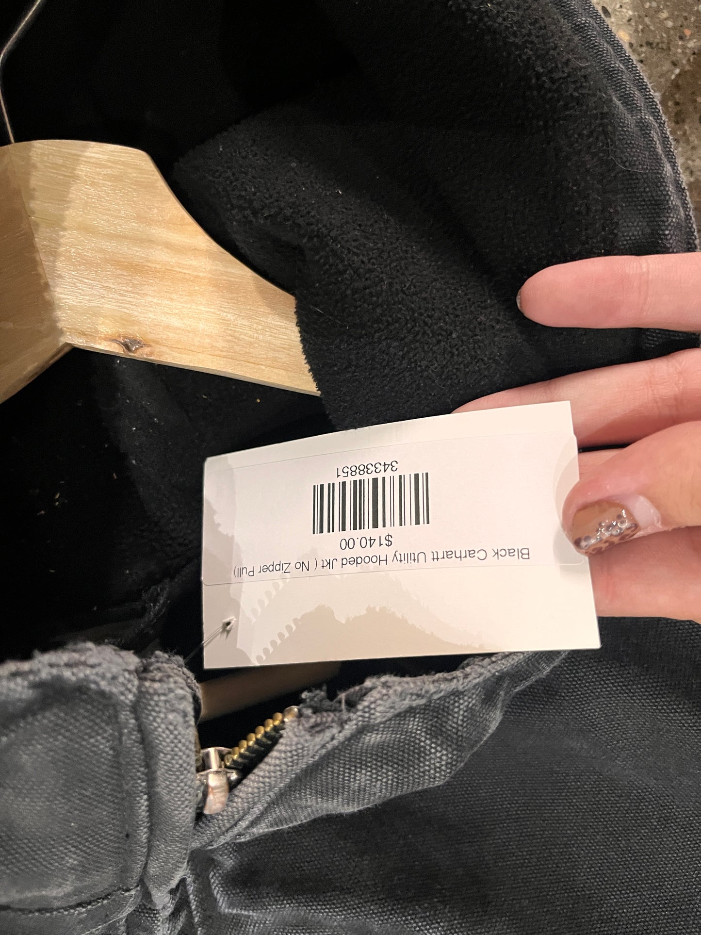 (XL) Black Carhartt Utility Hooded Jkt ( No Zipper Pull)