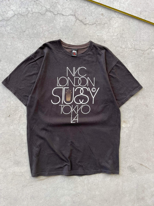 (L/XL) 00’s Sunfaded Stussy Cities Tee