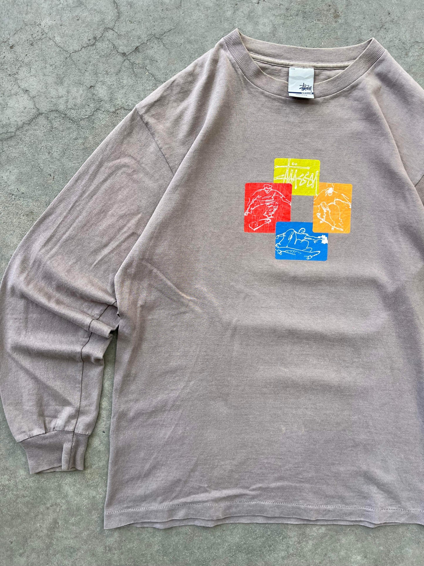 (M) 90’s Mocha Stussy Skater LS Tee