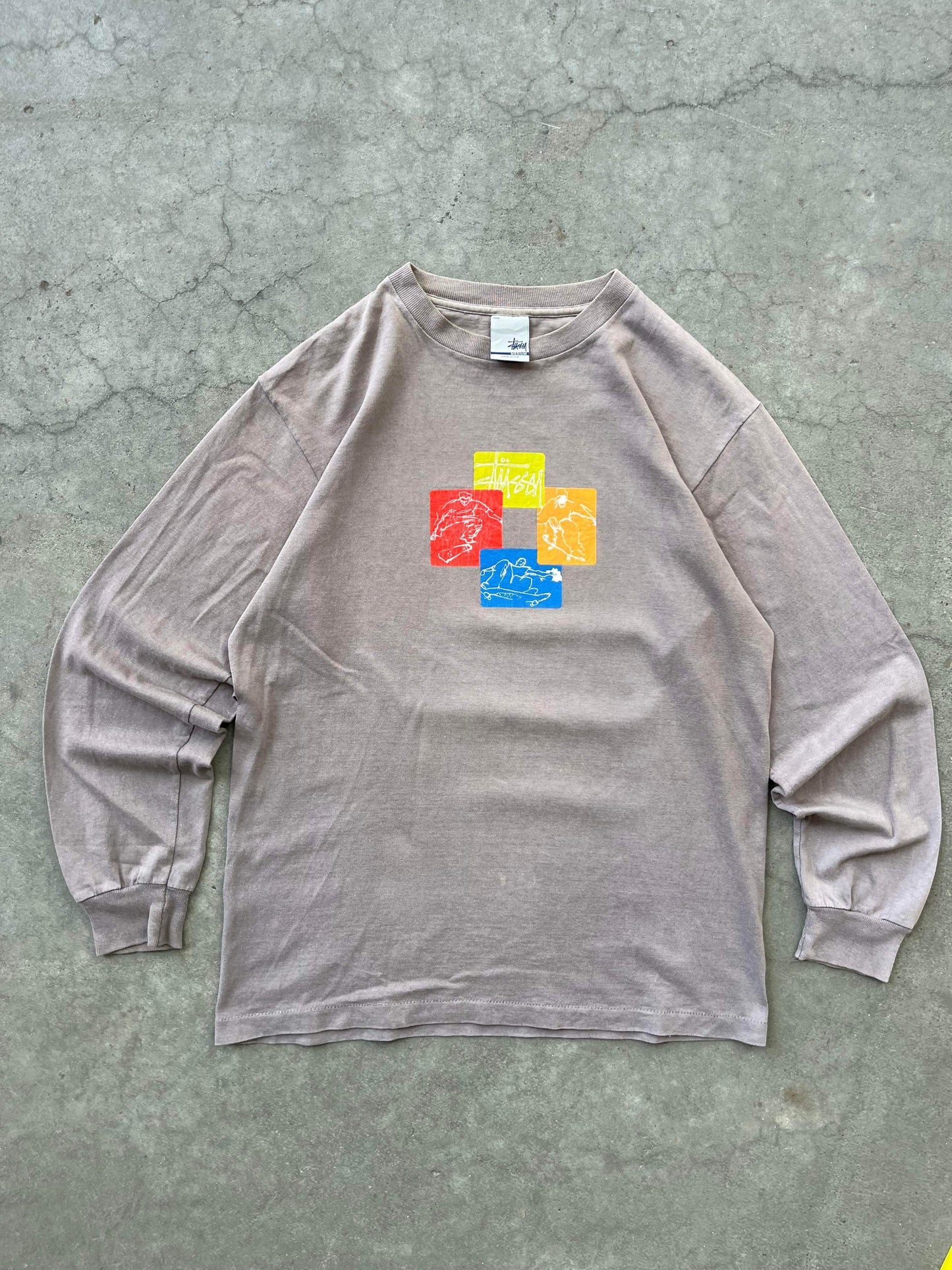 (M) 90’s Mocha Stussy Skater LS Tee