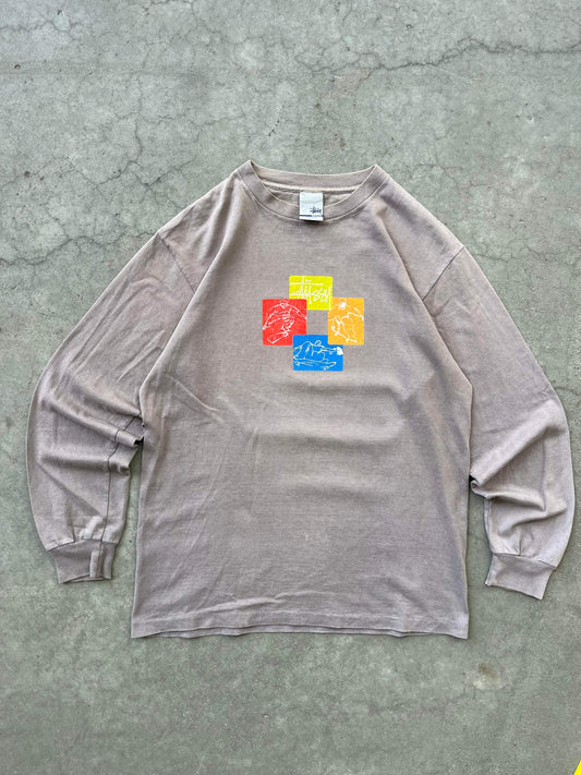 (M) 90’s Mocha Stussy Skater LS Tee
