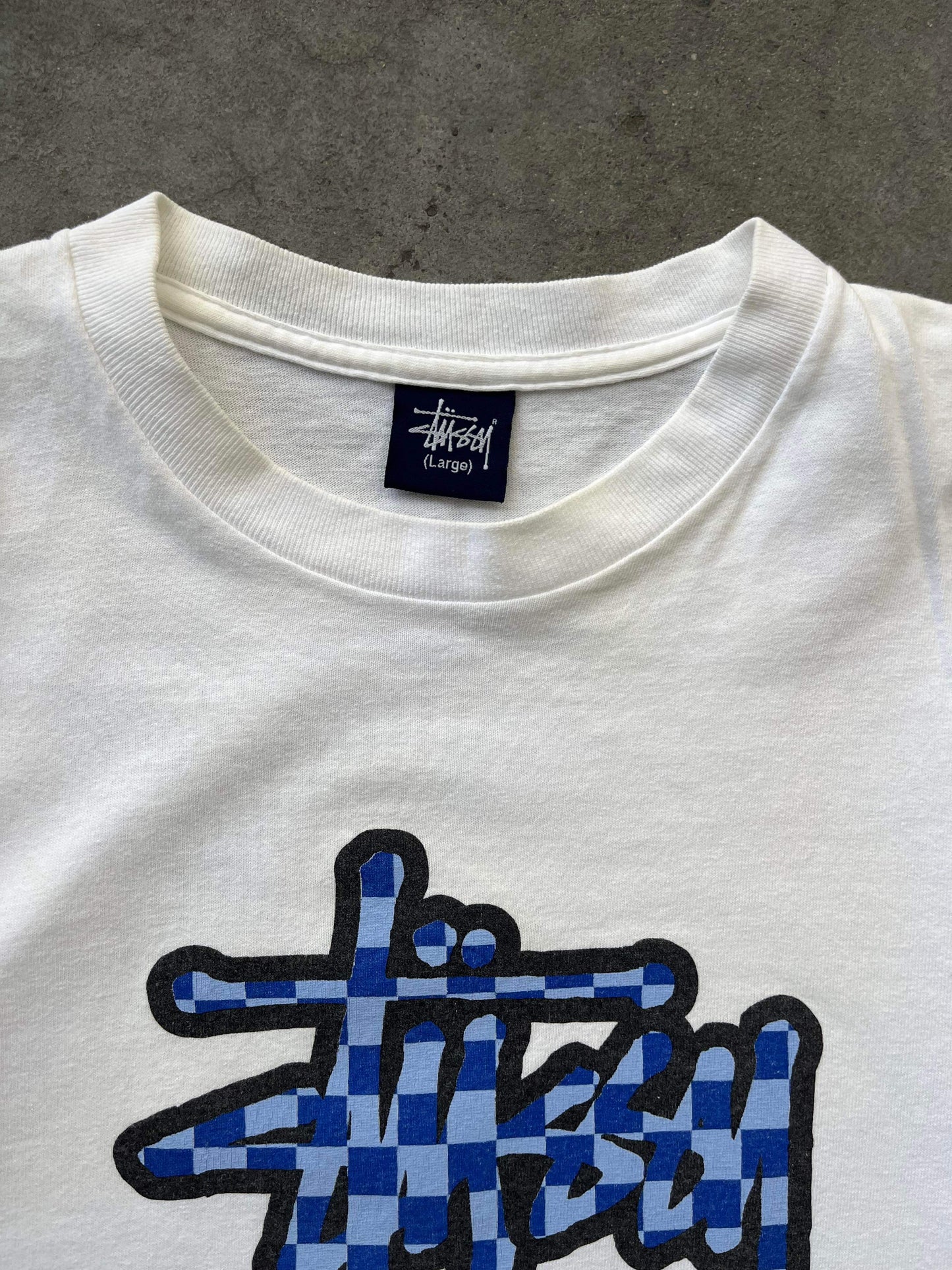 (L) 90’s Stussy Checkered Script