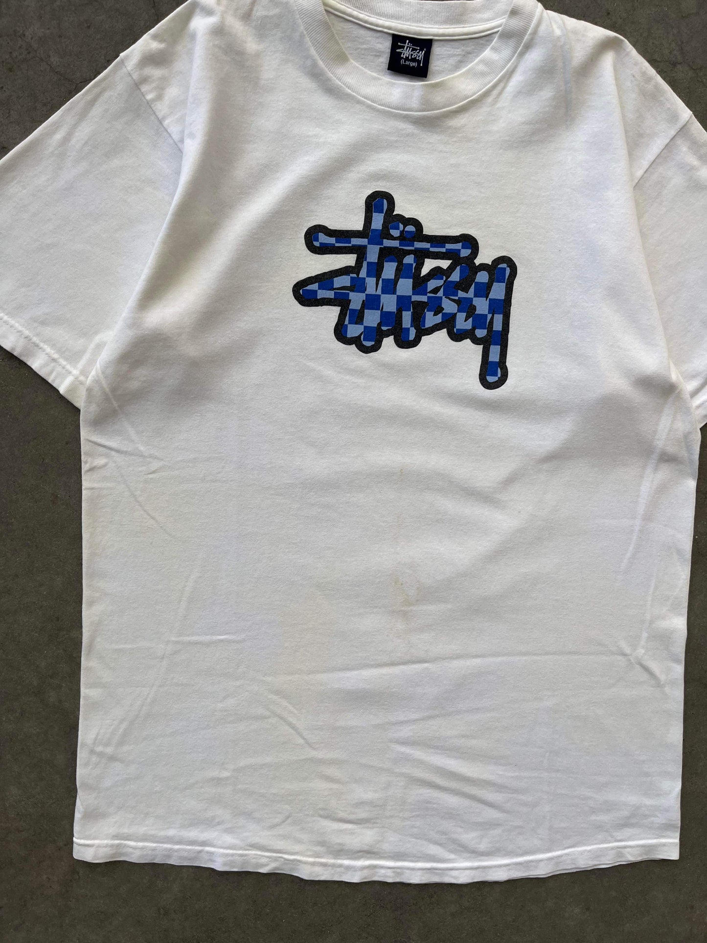 (L) 90’s Stussy Checkered Script